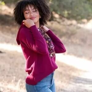 Evy’s Tree Women’s XL Pullover Hooded Knit Sweater Brynlee Top Red Long Sleeve